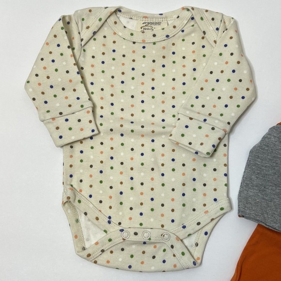 Halo & Cre8ions Tee One Piece 0-6M Snap Closure Long Dinosaur Polka Dot Lot Of 2 - Picture 4 of 9